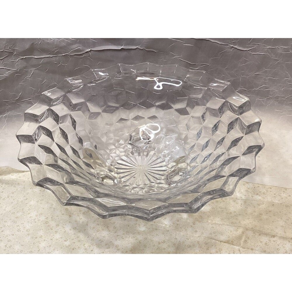 Fostoria American Clear Glass 10 1/2" 3-Toed Fruit Serving Bowl Vintage Decor
